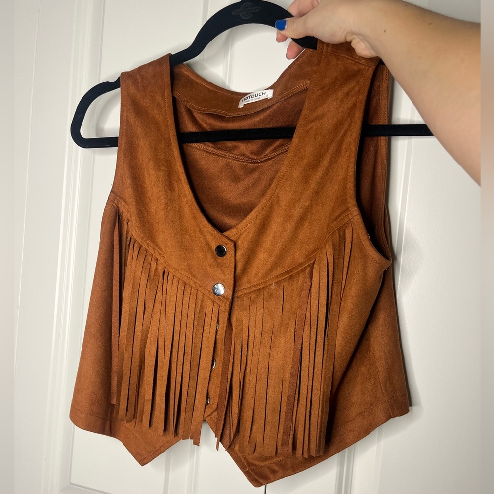 Brown Cowgirl vest-Fringed
